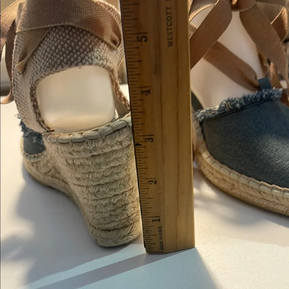 American Eagle Denim Blue and Tan Espadrille Slip-Ons - Picture 9 of 16